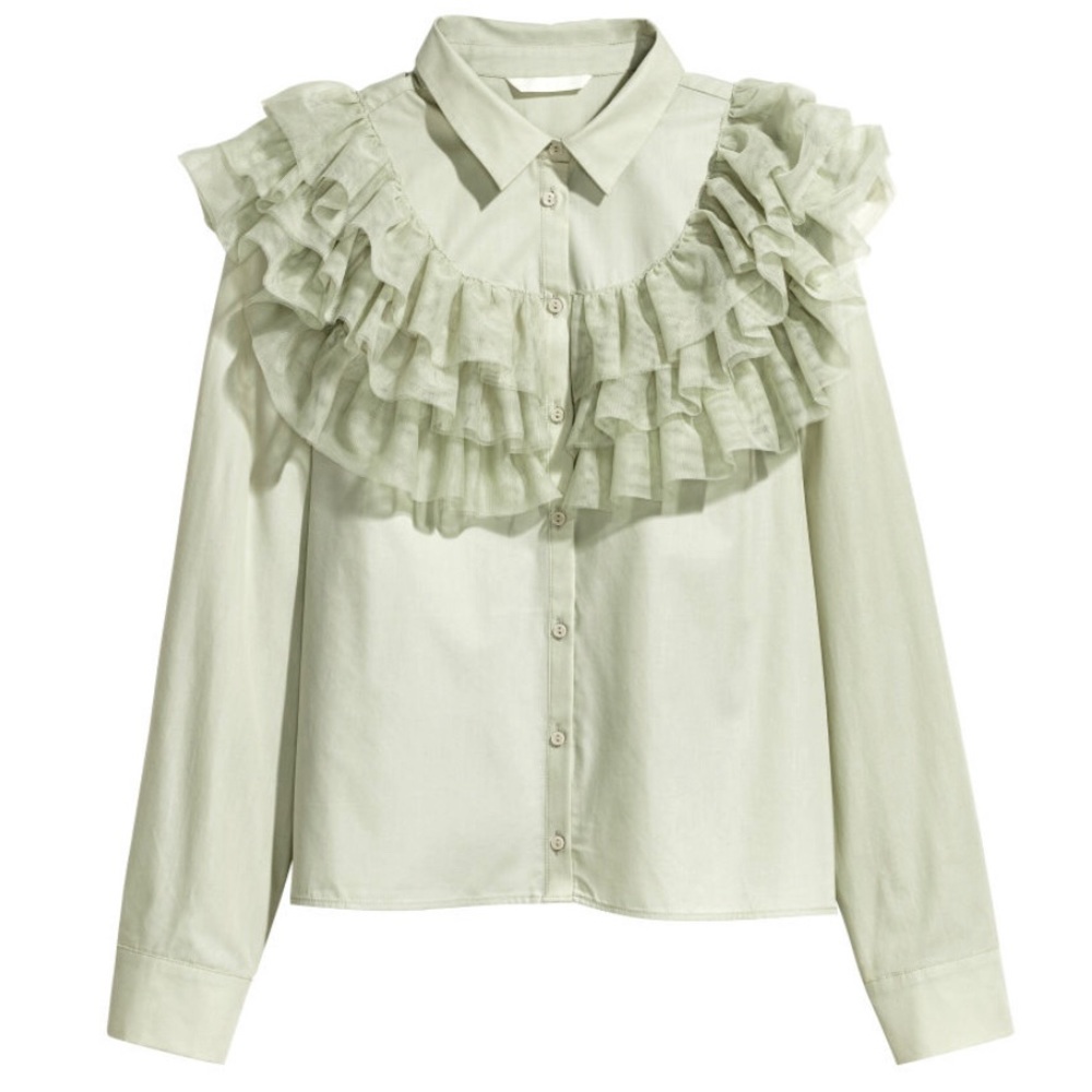 H&M Flounced Cotton Blouse